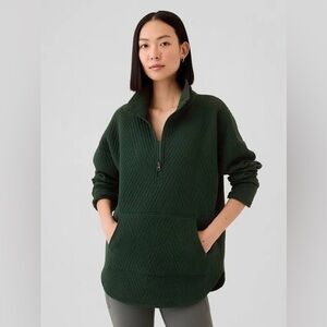 GapFit Quilted Jacquard Half-Zip Pullover Essex Green Small Petite